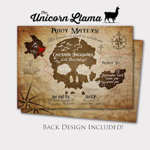 Pirate Invitation, Pirate Treasure Map Invitation, Pirate Party, Pirate Ship, Treasure Map Invitation, Personalized, Printable, Digital, DIY