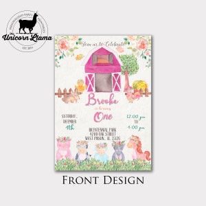 Farm Invitation, Farm Animals Party, Farm Invite, Farm Birthday, Printables, 1st Birthday, DIY, First Birthday image 5