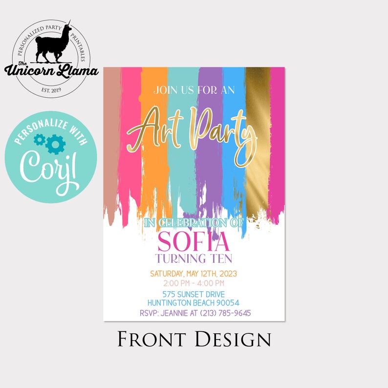 EDITABLE Paint Party Invitation Painting Party Girly Pink Etsy