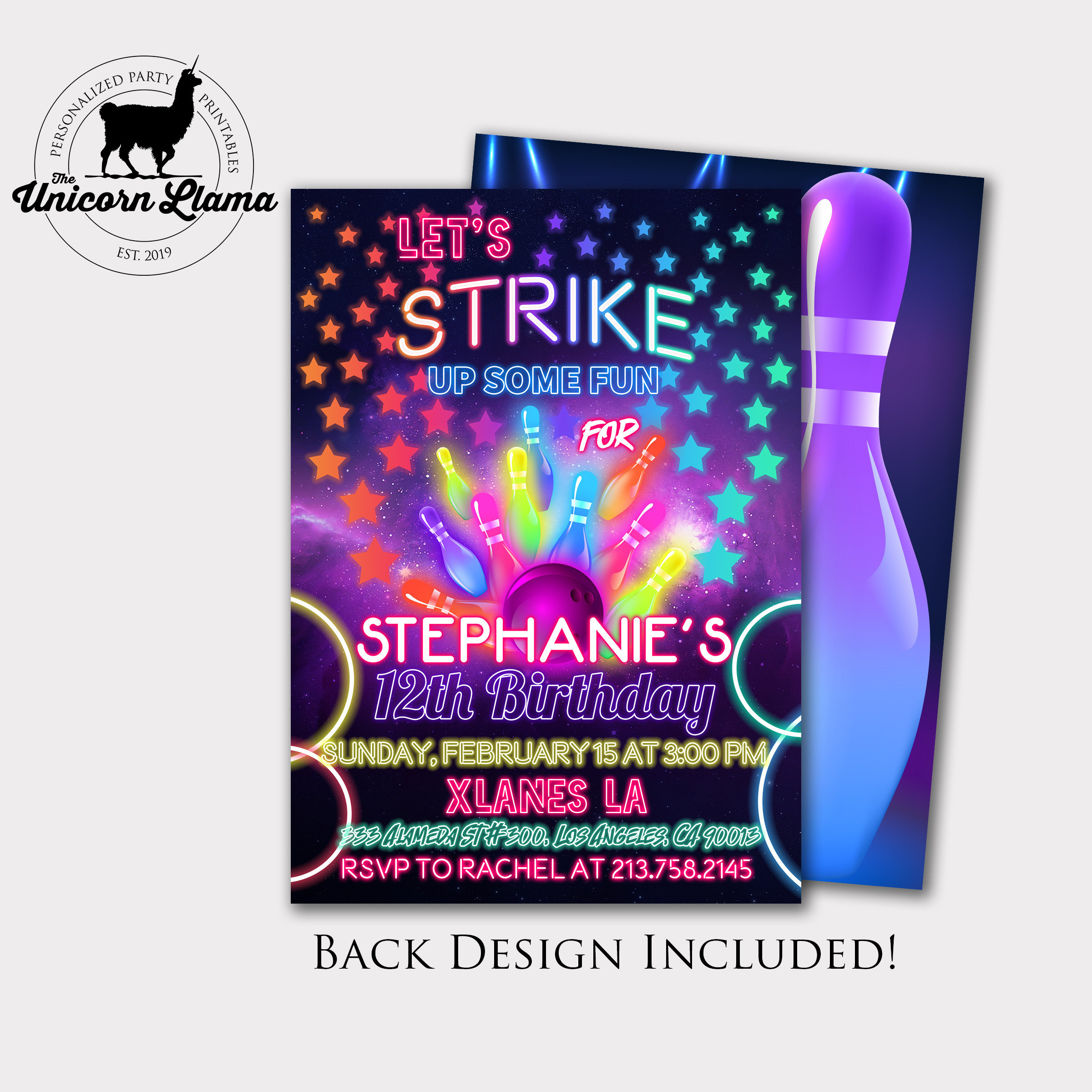 Cosmic Bowling Invitation Cosmic Bowling Party Cosmic | Etsy