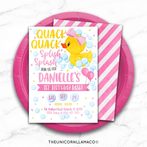 Duckie First Birthday Party Invitation - Etsy