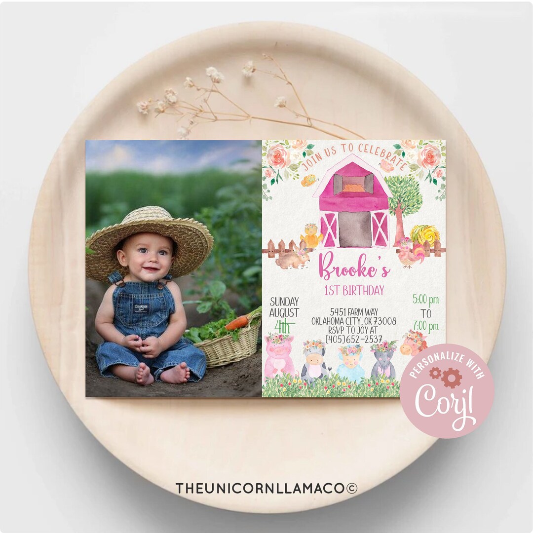 EDITABLE Farm Picture Invitation Farm Animals Party Farm Invite Farm ...