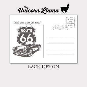 Route 66 Invitation, Vintage Postcard Party, Car Invite, Travel ...