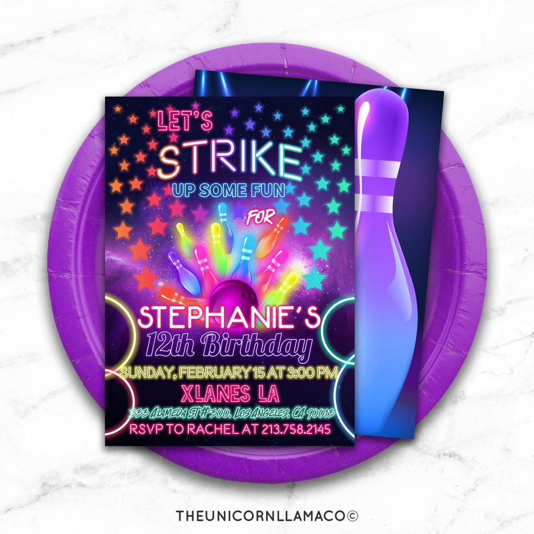 Cosmic Bowling Invitation, Cosmic Bowling Party, Cosmic Bowling Invite ...