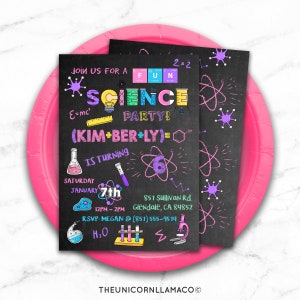 Science Invitation, Laboratory Party, Science Experiment Invite, Girl Birthday, Printables, Outdoor Party, DIY, Personalized, Slime