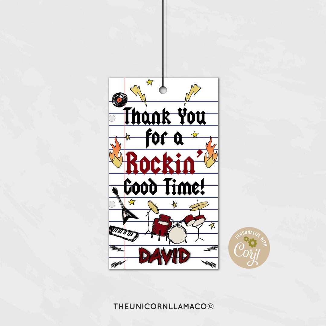 EDITABLE Rockstar Thank You Tags Rockstar Favors Rock Music Birthday ...