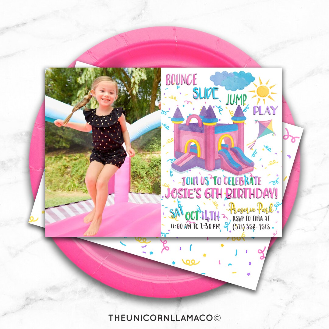 Bounce House Picture Invitation Backyard Party Park Invite Etsy