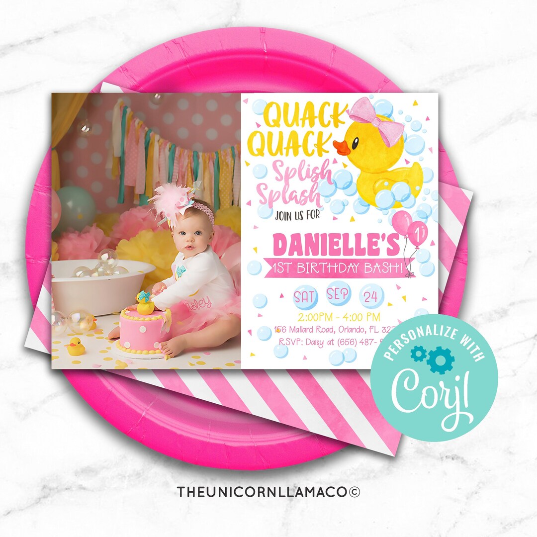 EDITABLE Rubber Duckie Invitation, Duck Party, Splish Splash Invite, Quack Quack Birthday ...