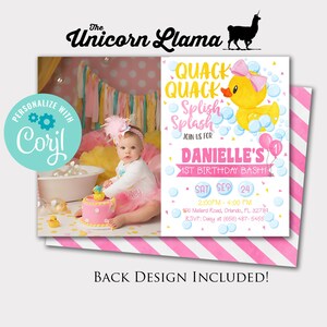EDITABLE Rubber Duckie Invitation, Duck Party, Splish Splash Invite, Quack Quack Birthday ...