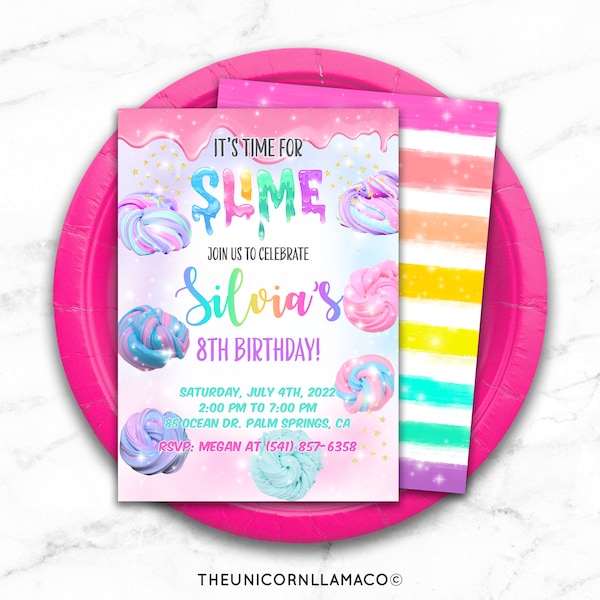 Slime Invitation, Glitter Slime Party, Paint Party Invite, Pastel Birthday, Printables, Girl Party, DIY, Slime Birthday