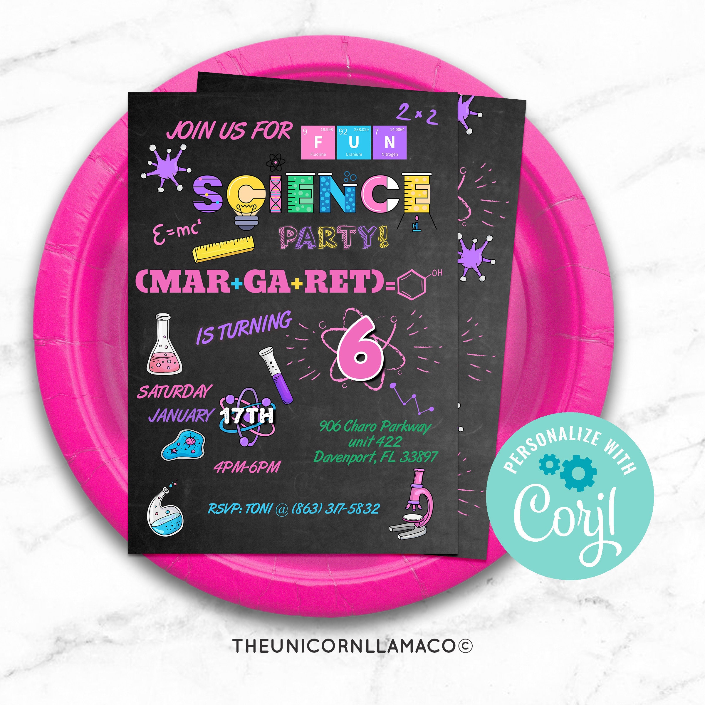 EDITABLE Science Chalkboard Invitation Laboratory Party Etsy
