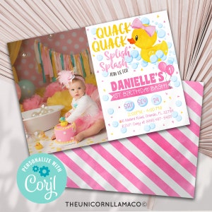 EDITABLE Rubber Duckie Invitation, Duck Party, Splish Splash Invite, Quack Quack Birthday ...