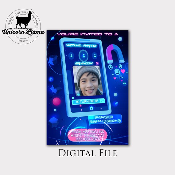 Virtual Party Invitation Zoom Invitation Zoom Birthday Etsy Ireland