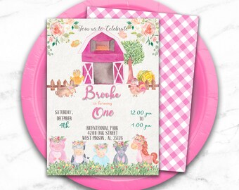 Farm Invitation, Farm Animals Party, Farm Invite, Farm Birthday, Printables, 1st Birthday, DIY, First Birthday