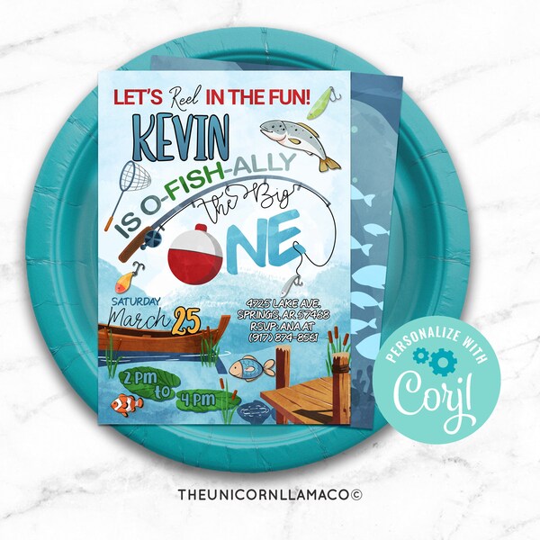 First Fishing Birthday Invitation - Etsy