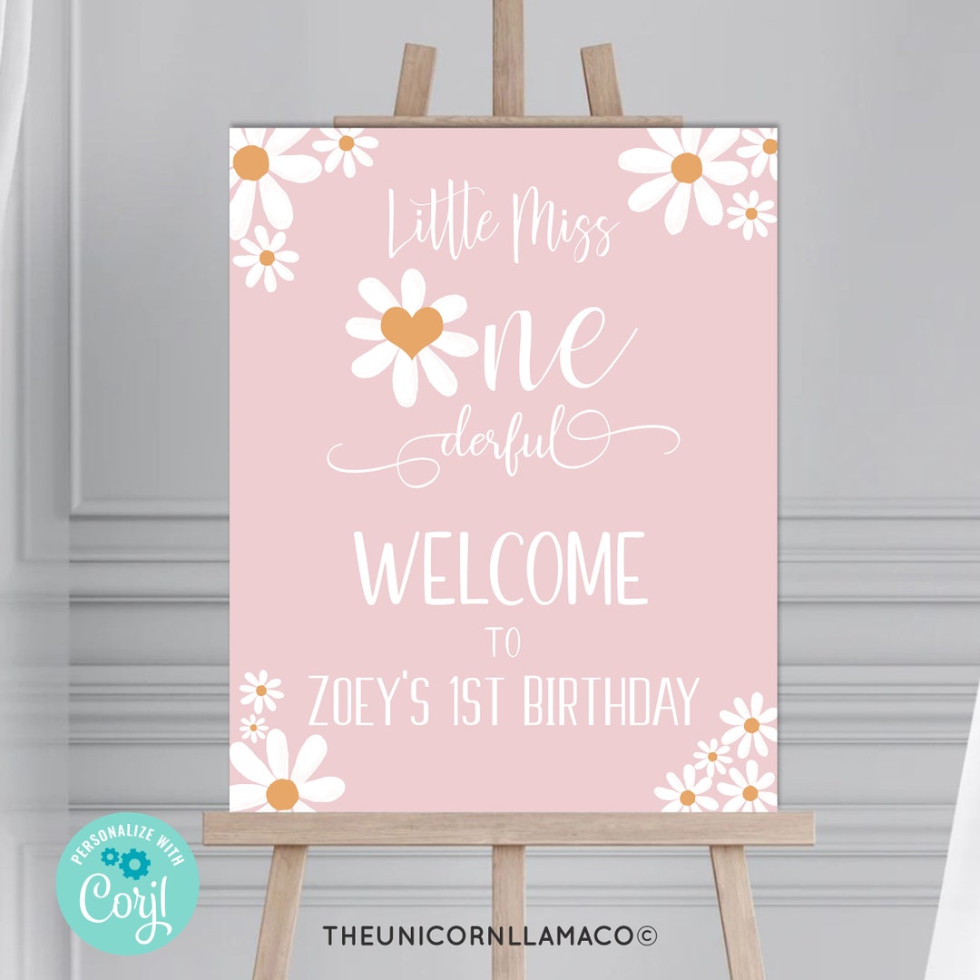 EDITABLE Little Miss Onederful Welcome Sign 1st Birthday Party ...