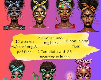 Awareness bundle!!! 35 png files and a editable template!