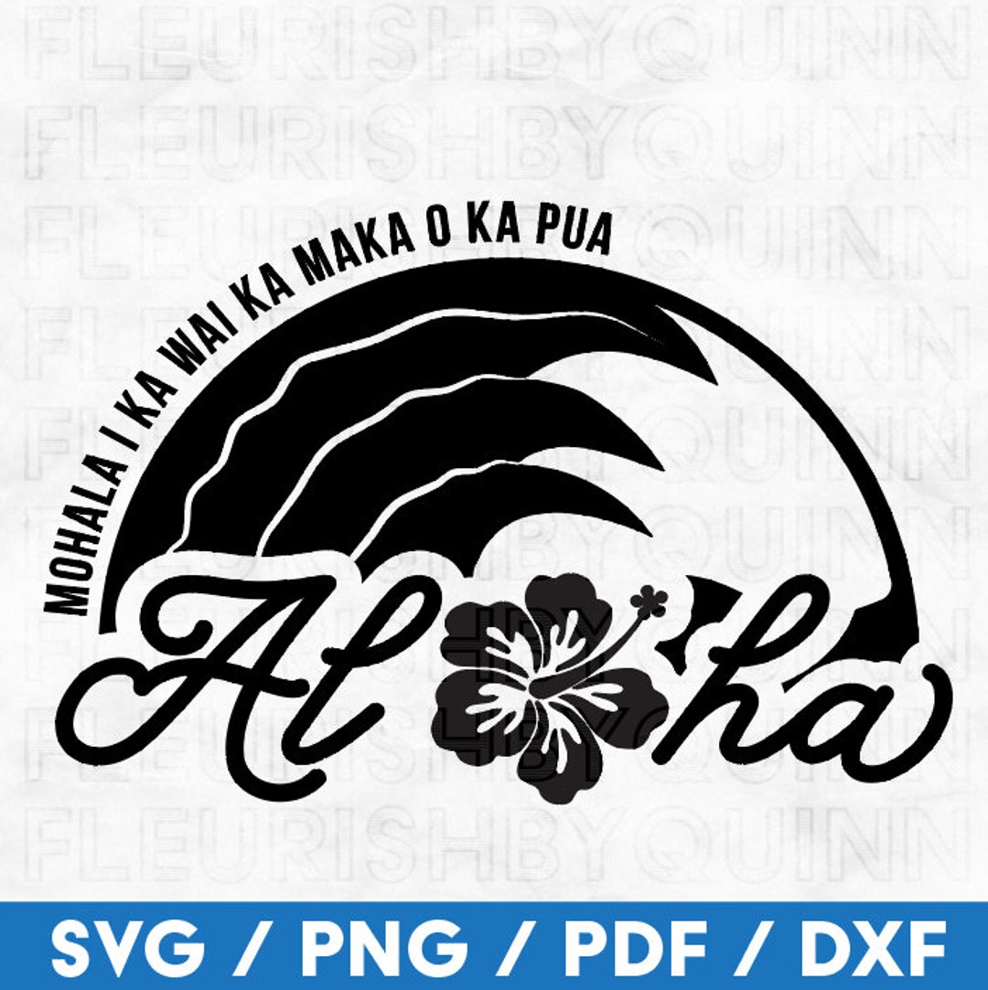 Aloha Hibiscus Flower Ocean Wave Summertime SVG, PNG, PDF, Dxf Cutting ...