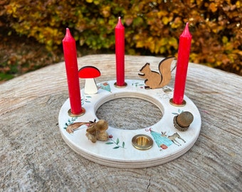 Advent wreath Christmas in the forest, candle ring Advent, Advent wreath made of wood, candle ring Christmas, Christmas decoration, Christmas gift