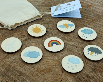 Weather tiles, children learn weather, weather stones, morning circle, kindergarten, weather