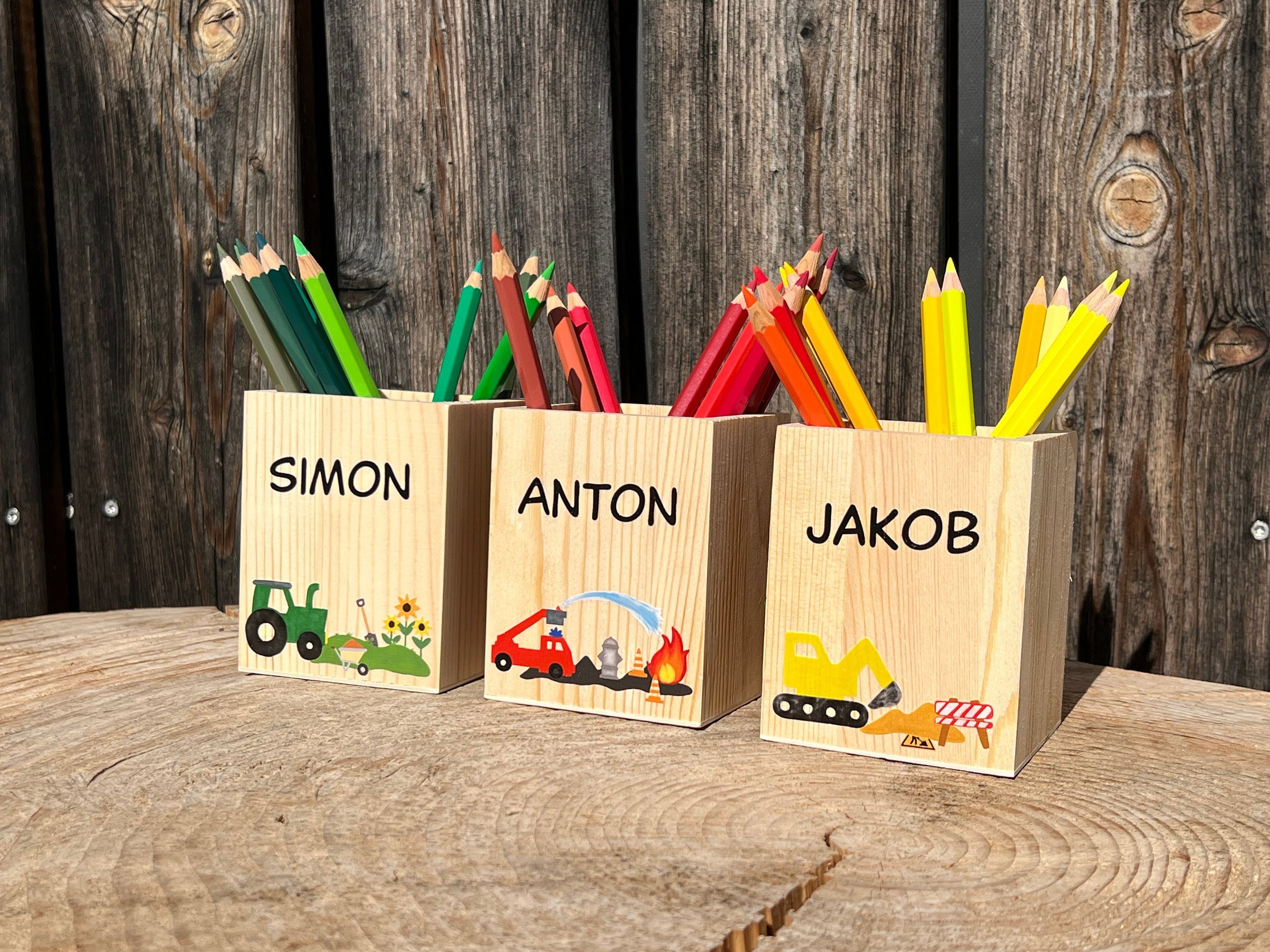 Rotating Wooden Crayon Holder and Marker Organizer for Kids 