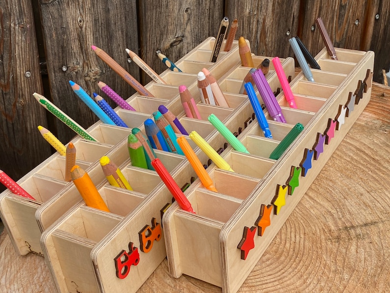 Stifteheld Rainbow, portalápices Montesorri para niños, regalo para niños de jardín de infantes, organizador de escritorio para niños imagen 8