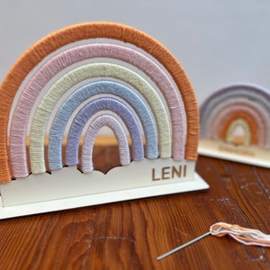 Rainbow name tag Creative personalization: Make your own name tag out of wool and wood - tools and instructions included