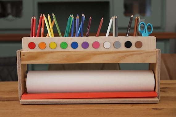 IKEA MALA Stiftehalter mit Namen | Montessori Organizer | Stifteheld Regenbogen | Einschulung Geschenk | Kinder Schreibtisch