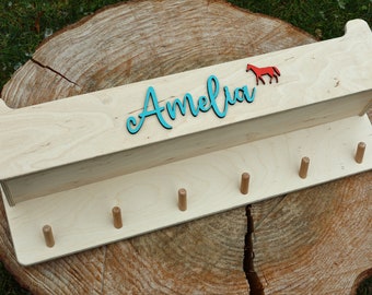 Kindergarderobe XL mit Mützenfach aus Holz, Kindergarderobe mit Namen, personalisierte Kindergarderobe, Geburtsgeschenk