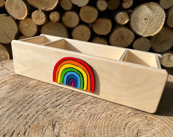 Pen holder personalized for children, desk hero rainbow, colored pencil holder for kids