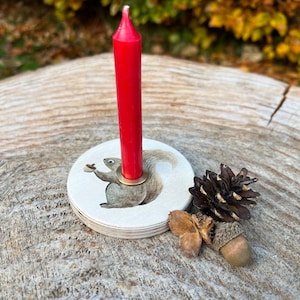Advent wreath squirrel, candle ring Advent, Advent wreath made of wood, candle ring Christmas, Christmas decoration, Advent plate with candles