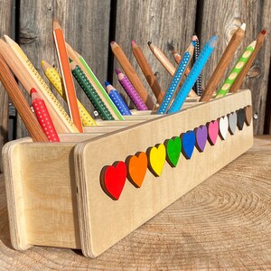 Stifteheld Hearts, pen holder for children, organize desk, gift kindergarten, pen holder Montessori image 2