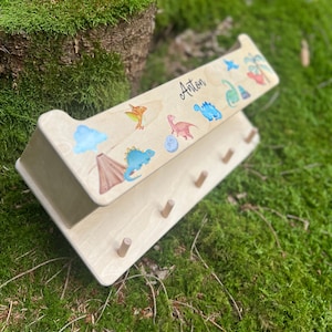 Children&#39;s coat rack dinosaur, children&#39;s coat rack with storage box, children&#39;s coat rack with name, children&#39;s coat rack, coat hooks for children, hat compartment