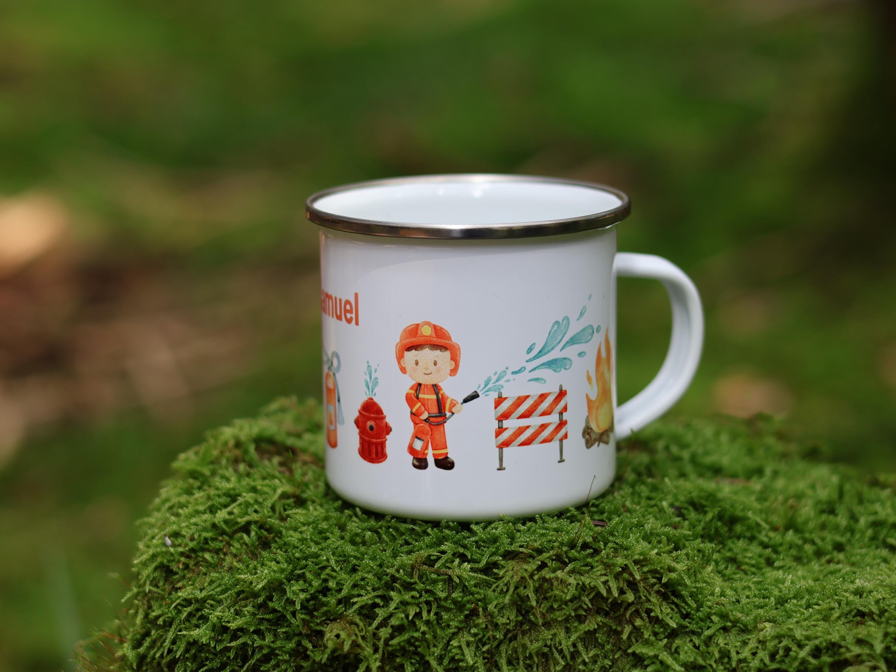 Enamel mug fire brigade with name, enamel mug fire brigade, personalized mug for children, enamel mug for children, children's mug, kindergarten