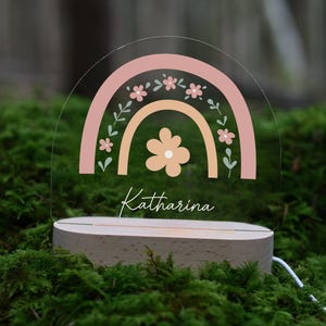 Personalized rainbow night lamp made of acrylic, baby gift birth, christening gift, children&#39;s room, birthday gift, bedside lamp