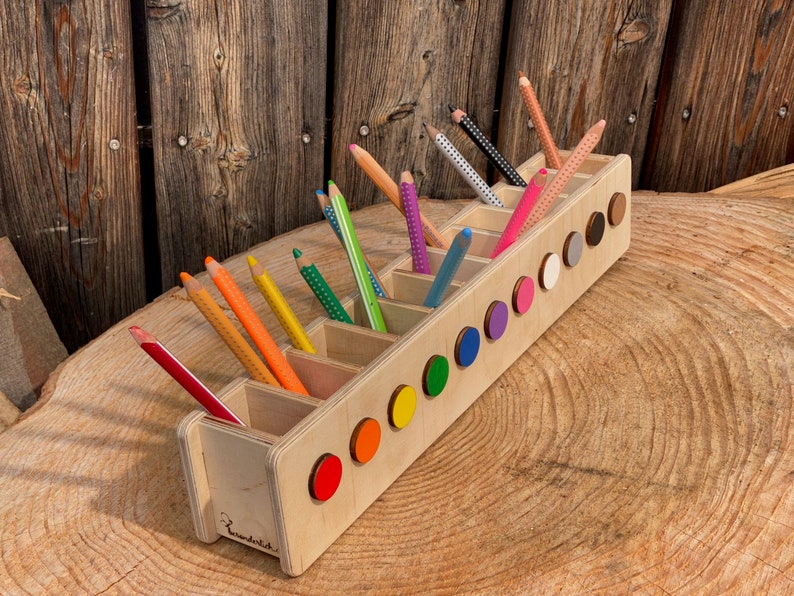 Stifteheld Rainbow, portalápices Montesorri para niños, regalo para niños de jardín de infantes, organizador de escritorio para niños imagen 2