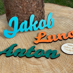 Targa per porta in legno con nome in carattere speciale, targhetta per nome per bambini, regalo nascita, regalo battesimo, regalo bambino