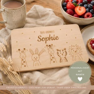 Personalized breakfast board with name | Personalized children's board | Baby shower gift | Christening gift | Wooden breakfast board for children
