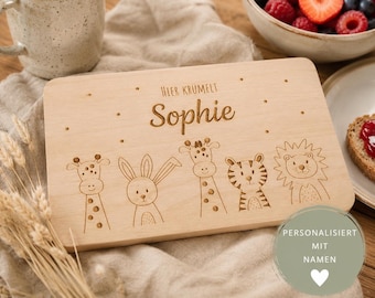 Tabla de desayuno personalizada con nombre | Tabla infantil personalizada | Regalo para baby shower | Regalo de bautizo | Tabla de desayuno de madera para niños