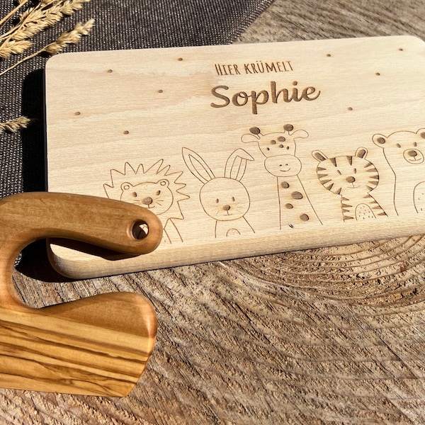 Personalized children's knife made of olive wood, personalized Montessori knife, children's knife with name, cooking children, children's cutlery name