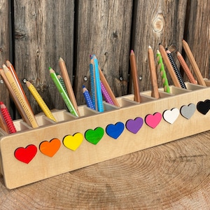 Stifteheld Hearts, pen holder for children, organize desk, gift kindergarten, pen holder Montessori image 1