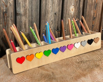 Stifteheld "Hearts", pen holder for children, organize desk, gift kindergarten, pen holder Montessori