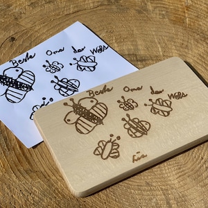 Frühstücksbrett mit Kinderzeichnung, personalisiert, Kinderkunstwerk, Kinderzeichnung, Weihnachtsgeschenk, Oma, Opa, Mama, Papa, Onkel, Pate