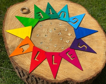 Birthday Garland XL &quot;Alles Gute&quot; made of wood rainbow