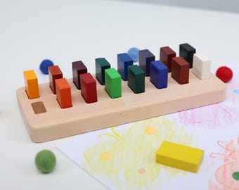 Holder for Stockmar wax crayons and blocks, Waldorf pencil holder, gift idea for children, desk organizer, school pencil holder