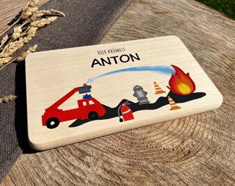 Planche à petit-déjeuner personnalisée avec motif tracteur, planche à déjeuner avec pelleteuse, camion de pompiers et tracteur, cadeau pour garçon