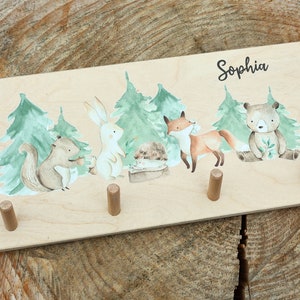 Children's wardrobe forest friends, forest animals, coat rack, children's wardrobe with name, children's wardrobe personalized, birth gift, baby