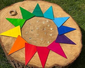 Birthday Garland XL made of Wood Rainbow