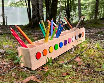 Stiftebox "Regenbogen", Stifteheld, Malstifte sortieren, Schreibtisch Kinder, Malstiftehalter