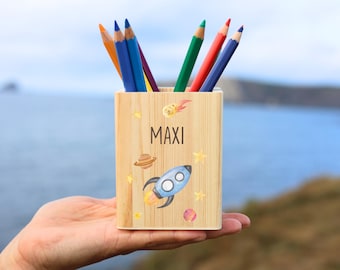Space-themed pencil holder, pencil holder, back to school, children's pencil holder, personalized pencil holder, back to school gift, pencil box